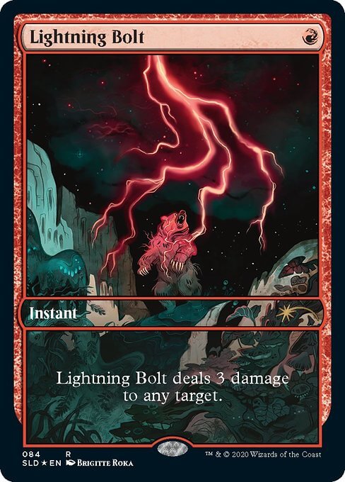 【Foil】(084)■フルアート■《稲妻/Lightning Bolt》[SLD] 赤R